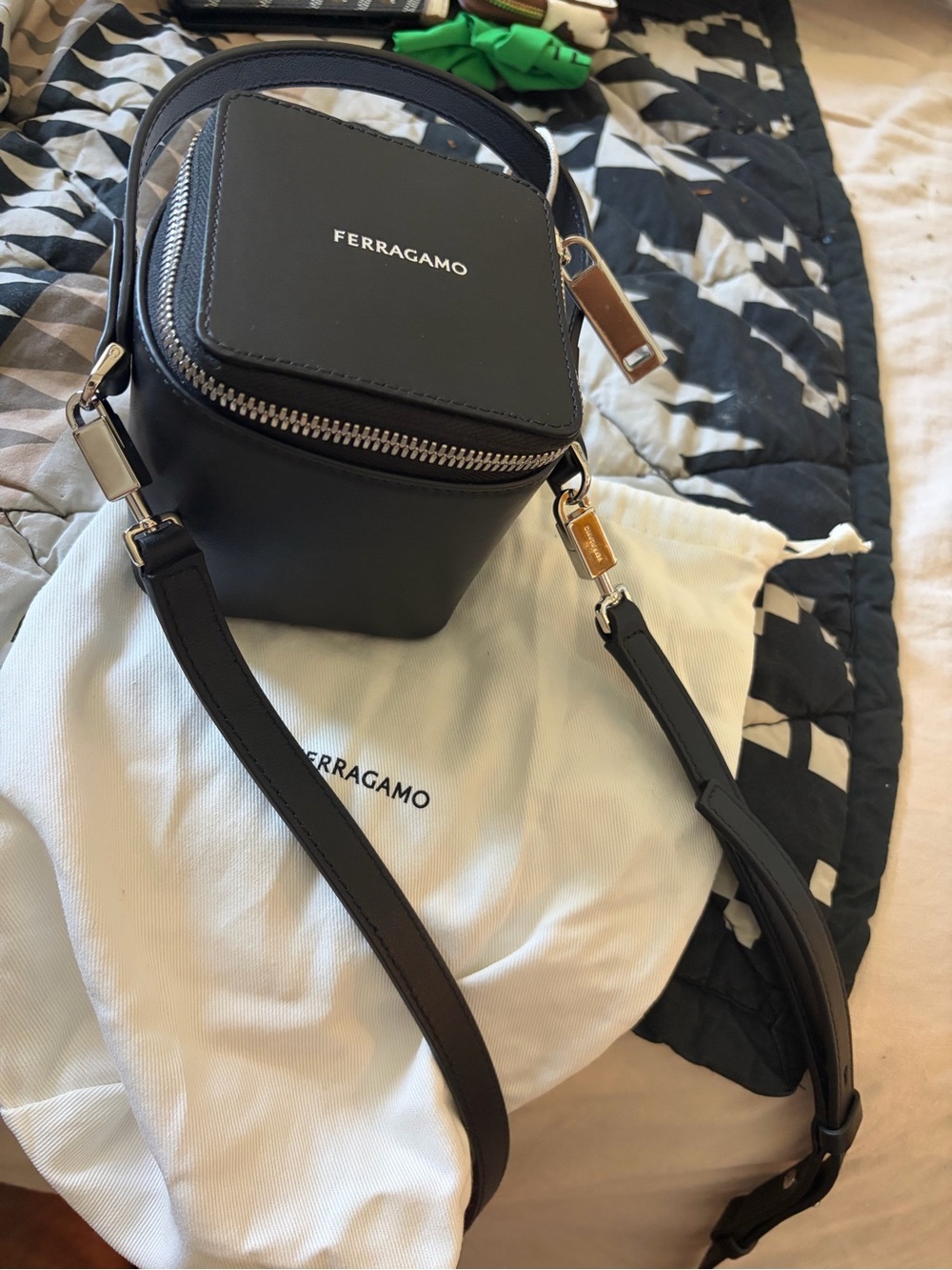 Ferragamo gancini vanity case micro in leather